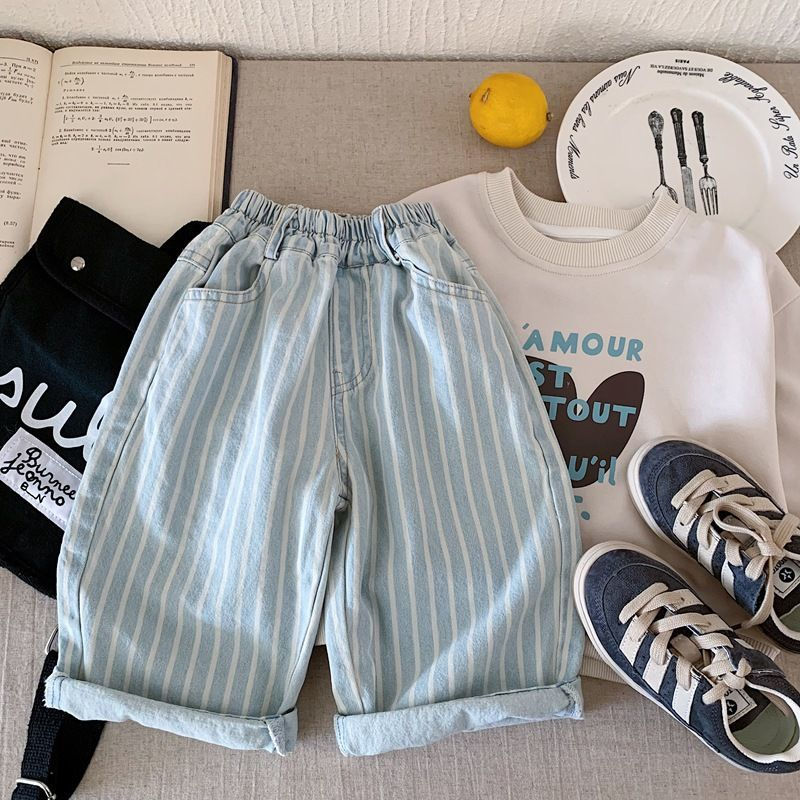Thumbnail: Children's Cotton Soft Retro Stripe Jeans Spring and Autumn Boys and Girls' Casu