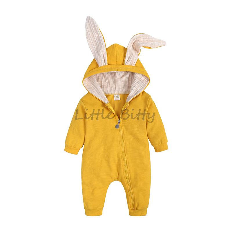 Thumbnail: Spring Autumn Newborn Baby Boys Rabbit Cartoon Hooded Rompers Infant Jumpsuits E