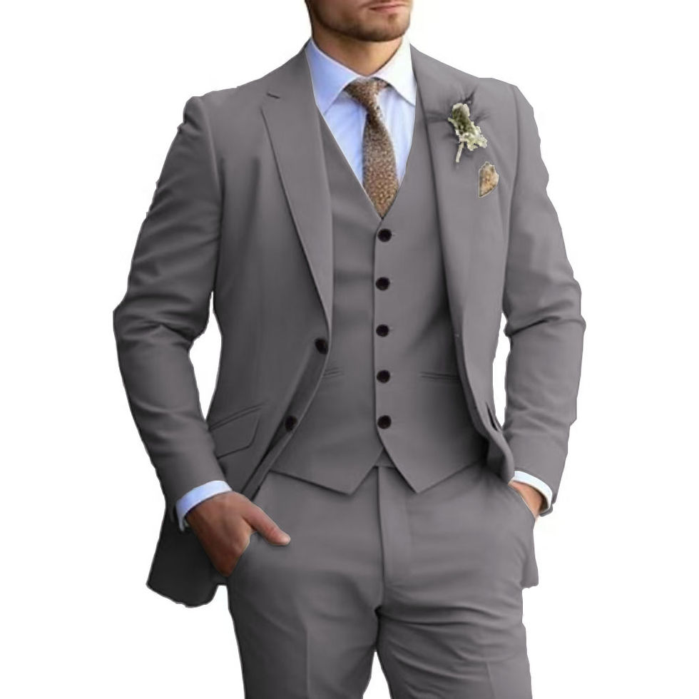 Thumbnail: Customized Tuxedo Elegant Suit for Men 3 Piece Blazer Vest and Pant Set Notched 