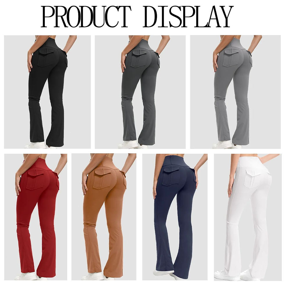 Thumbnail: Women's High Waisted Flared Yoga Pants with Pockets Tummy Control Bootcut Leggin