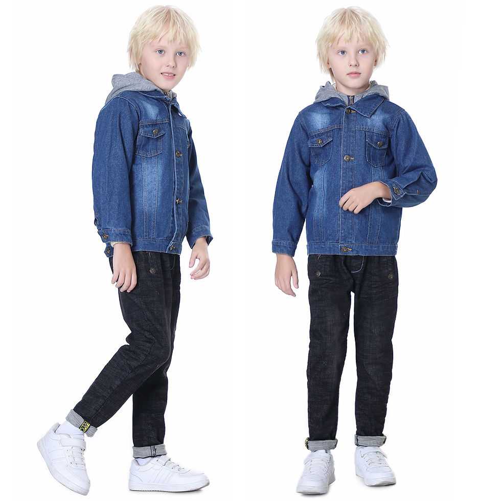 Thumbnail: Boys Jean Coat,Hoodie Casual Denim Jacket,Zipper Button Kids Cowboy Windbreaker 