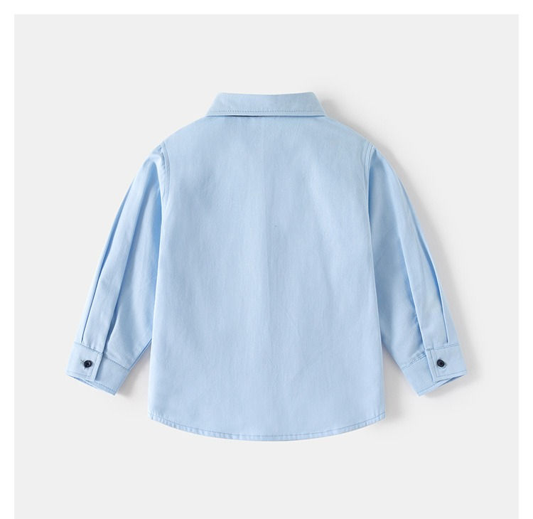 Thumbnail: ircomll Boys' Long Sleeved Shirt Tie T-Shirt Children's College Style Cotton Shi