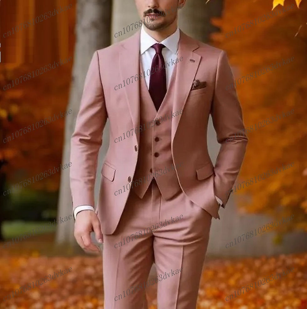 Thumbnail: New Purple Formal Men Suit Groom Groomsman Wedding Party Prom Business Male Tuxe