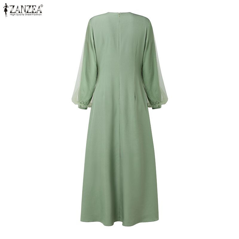 Thumbnail: Fashion Muslim Abaya ZANZEA 2026 Spring Lace Patchwork Dresses Women Elegant Par