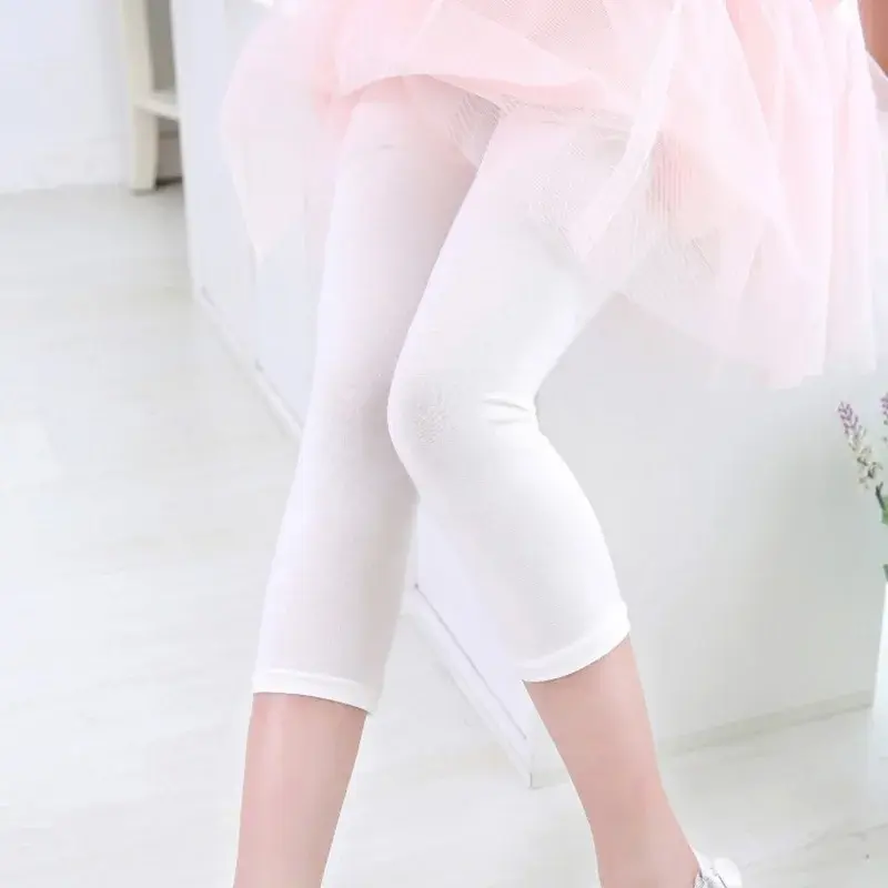 Thumbnail: Summer Girls Leggings Modal Cotton Bottoms Calf Length Kids Toddler Pants Capris