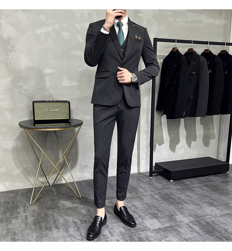 Thumbnail: S-7XL Jacket Vest Pants Luxury Elasticity Boutique Fashion Men's Solid Color Cas