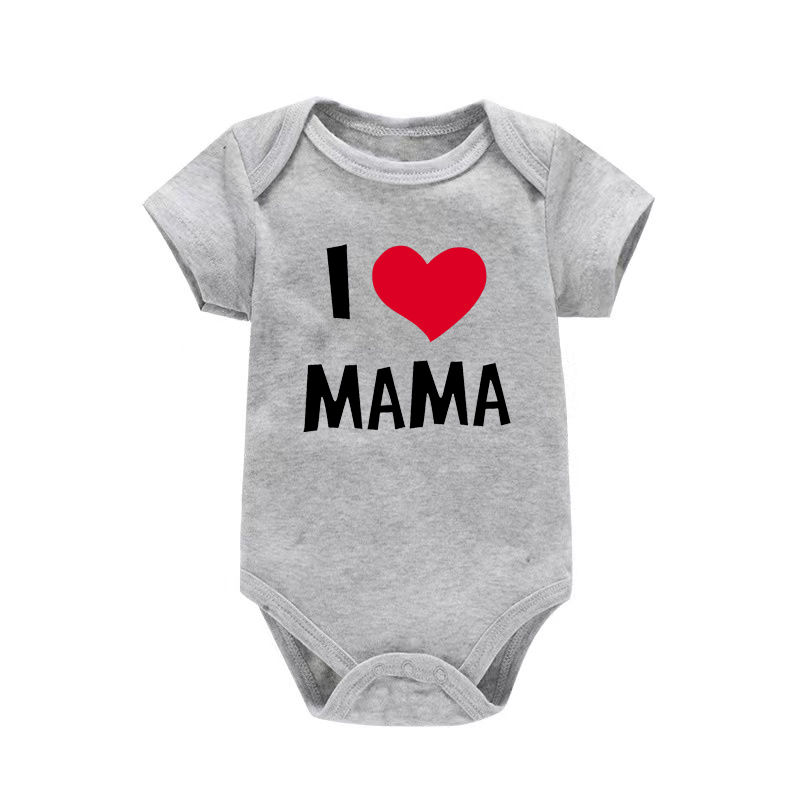 Thumbnail: I Love Mama & Papa Funny Baby Romper T-shirt Crawling Clothes Triangle Onesies N