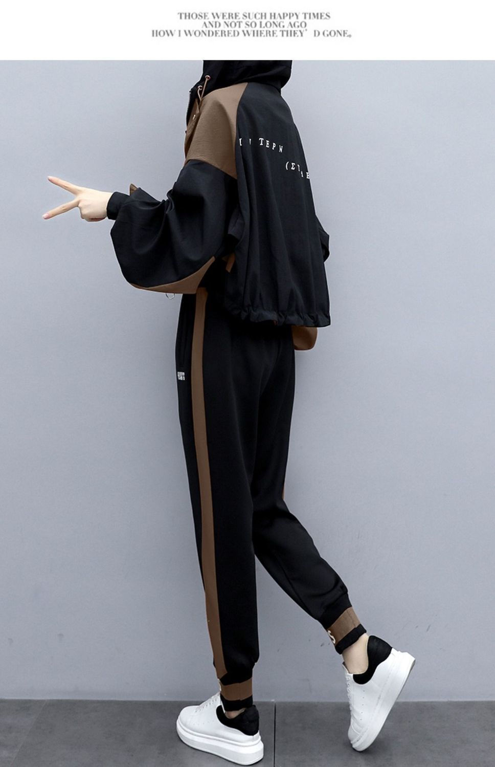 Thumbnail: JOEVILU 2PCS Casual Tracksuit Loose Jacket Track Pants 2 Piece Sets Women's Outf