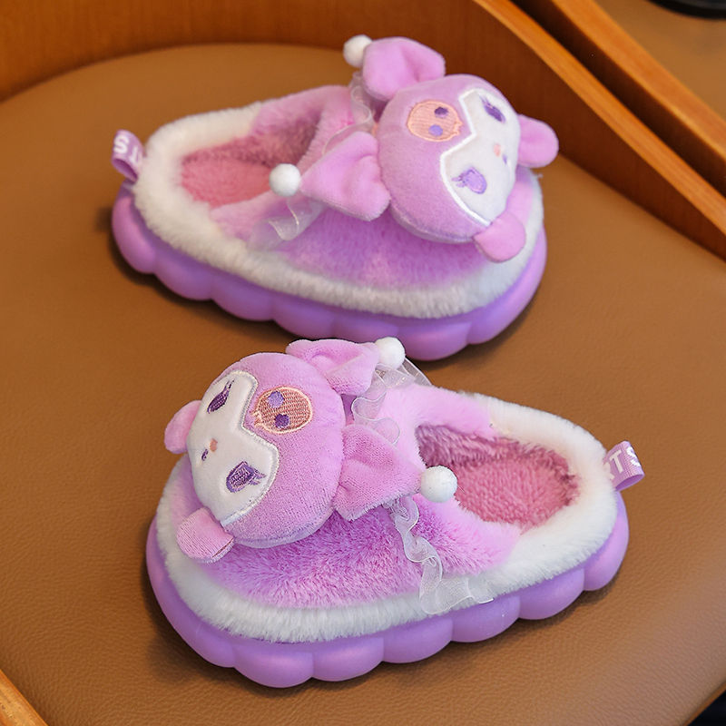 Thumbnail: Winter Warm Cute Cartoon Indoor Mule Soft Non-slip Fluffy Slippers For Kids Teen