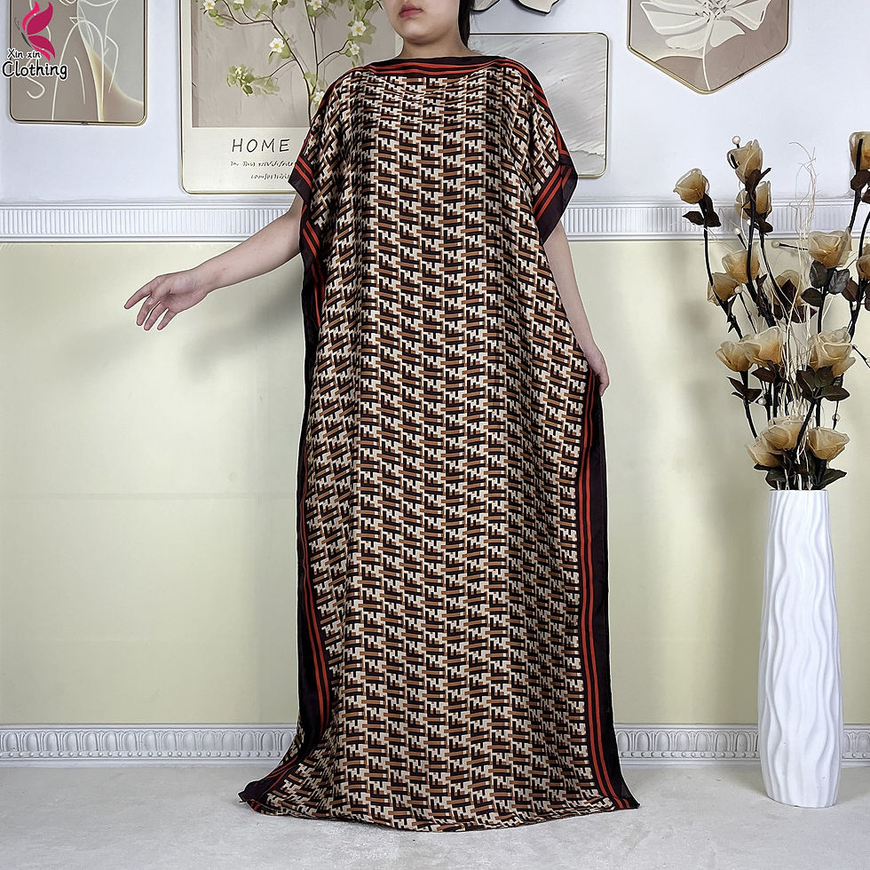 Thumbnail: New Summer African Kaftan Women Dress 2025 Fashionable Bat Sleeve Silk Loose Fit