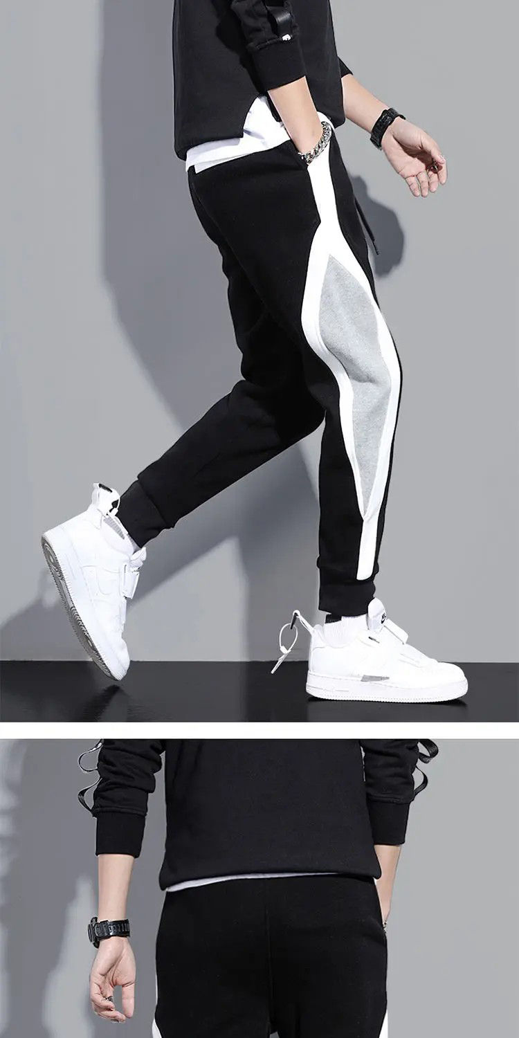 Thumbnail: Autumn Men's Wide Loose Casual Pants Mens Patchwork Nine-point Sports  Elastic R