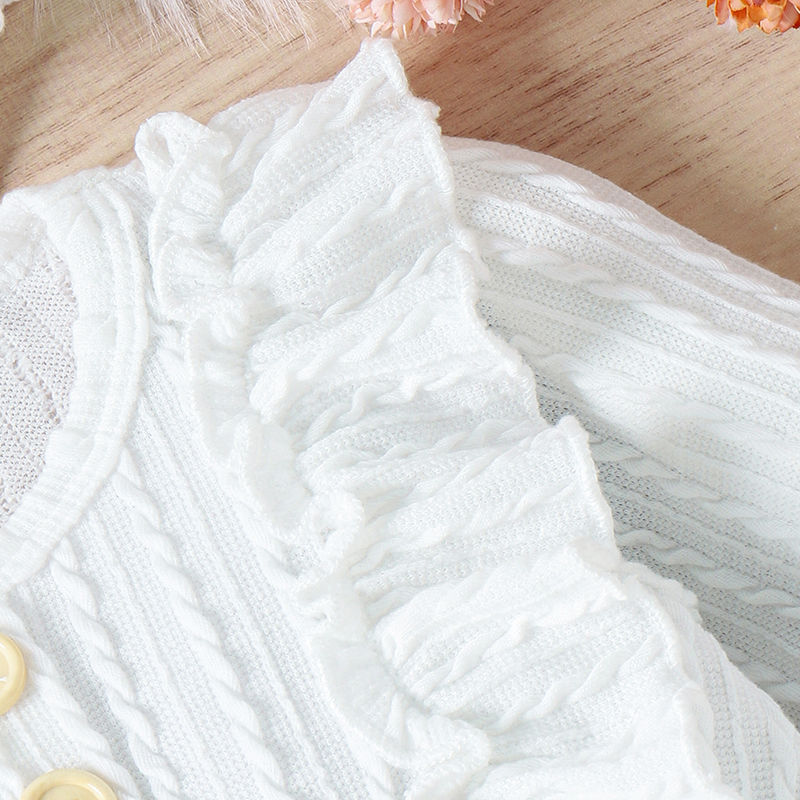 Thumbnail: 0-12M Infant Baby Girls 3Pcs Fall Outfits Long Sleeve Button Front Ruffle Romper