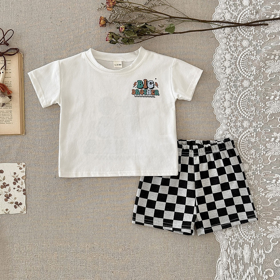 Thumbnail: 2026 Summer 3M-3T Baby Set Cartoon Print Short-sleeved T-shirt and Classic Black