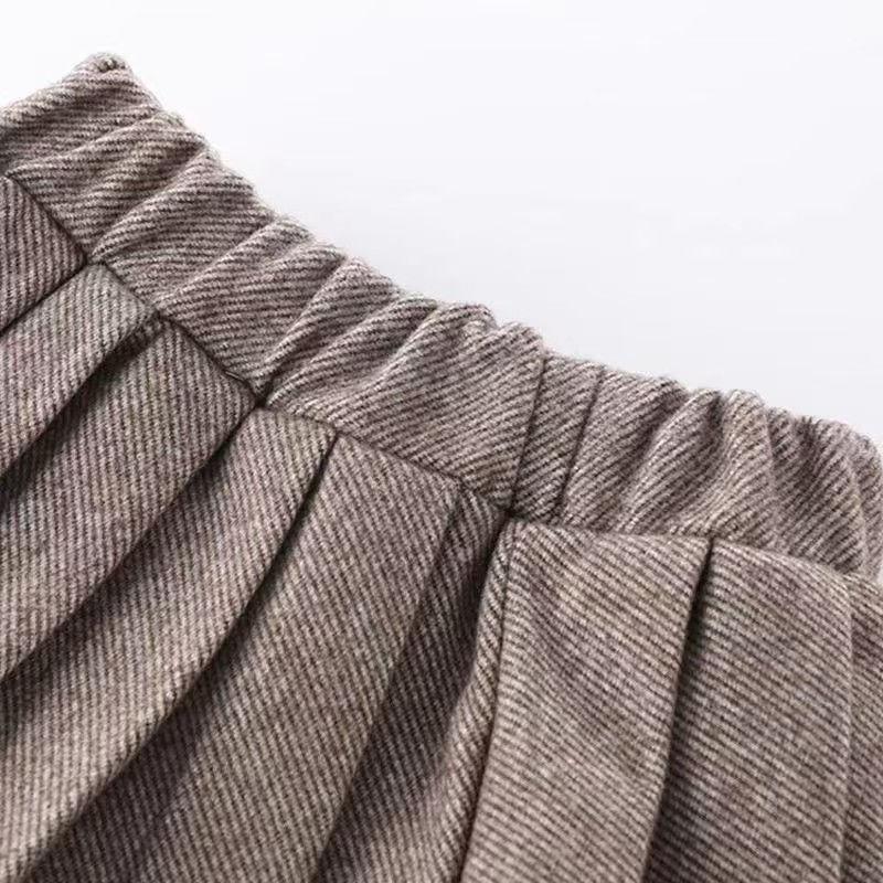 Thumbnail: Spring and Autumn Girls' Woolen Suit Coat Pleated Short Skirt Two-Piece Set Litt