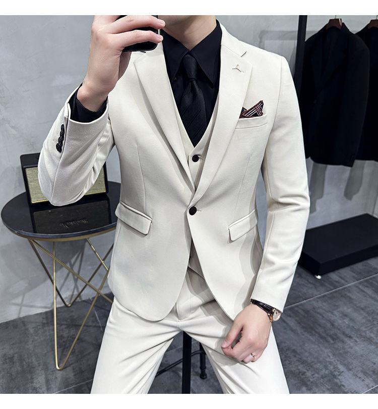Thumbnail: S-7XL Jacket Vest Pants Luxury Elasticity Boutique Fashion Men's Solid Color Cas