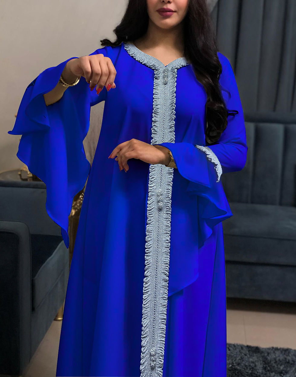Thumbnail: Jalabiya Kaftan Arabic Dress For Women Dubai Turkey Abaya Embroidery Loose Djell