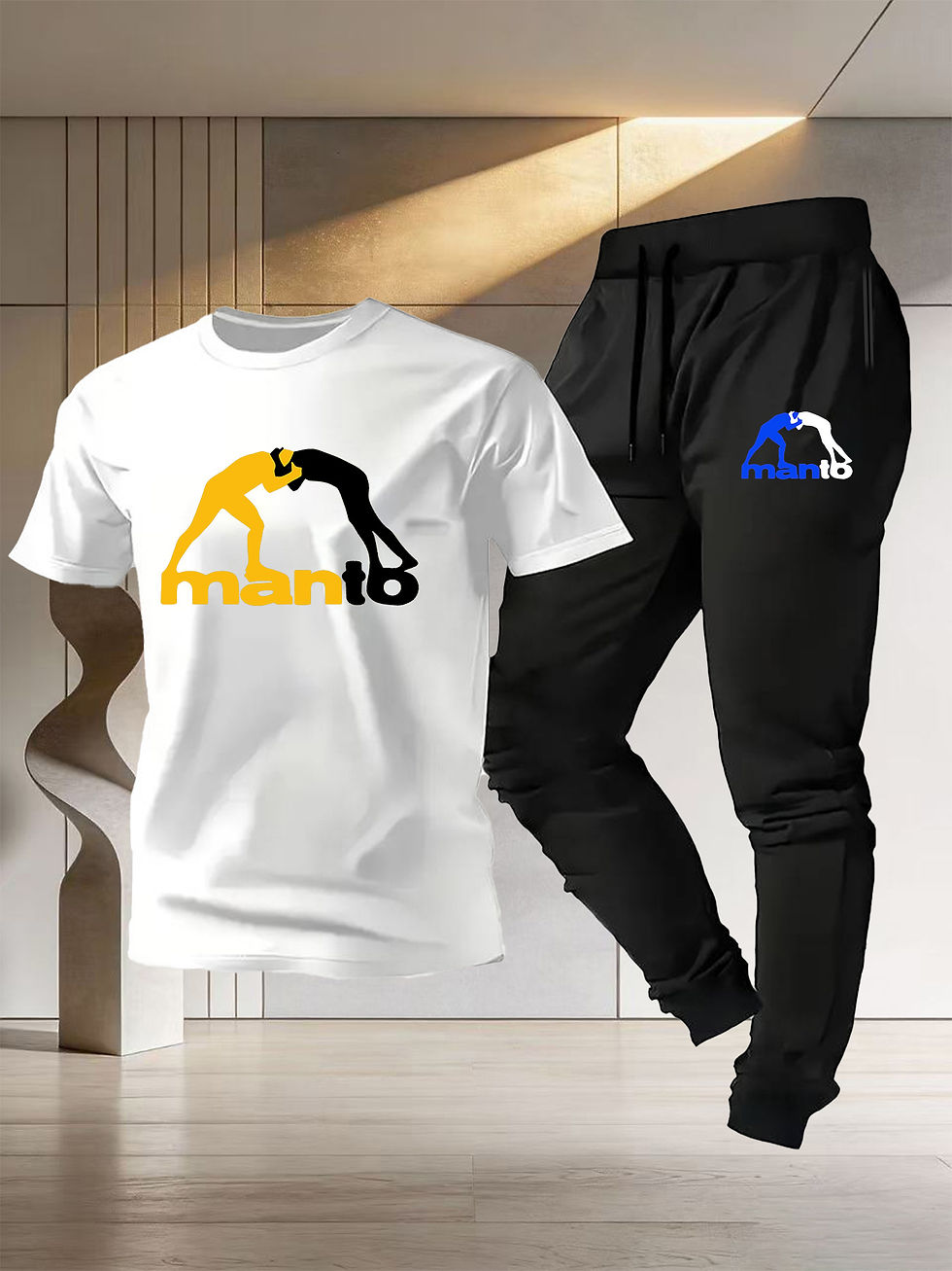 Thumbnail: Men's and Women's Wrestling Sportswear Design - Cotton T-Shirt + Thin Pants - Tr