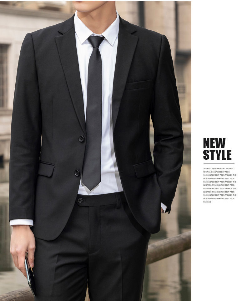 Thumbnail: Men's High-Quality Professional Business Suit Solid Color Casual Two-Piece Set F