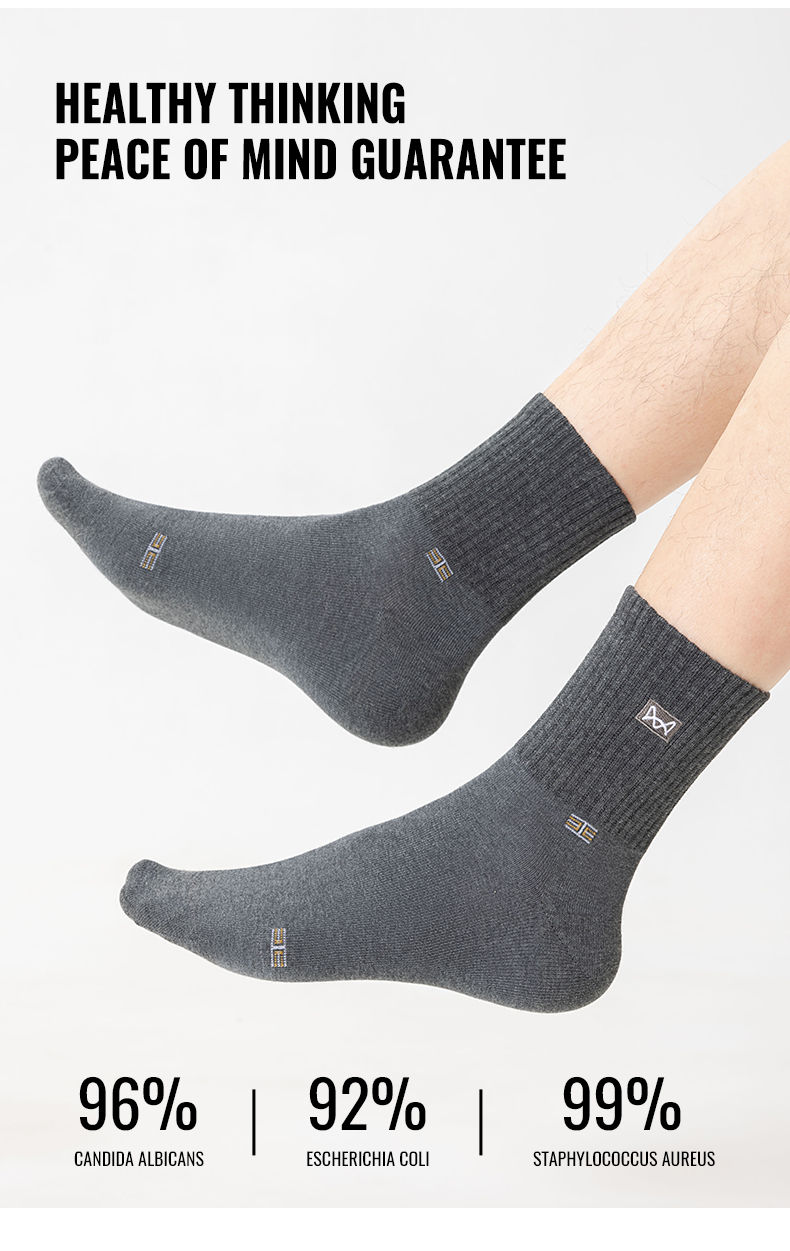 Thumbnail: MiiOW 100% Pure Cotton Sock Men Business Dress Long Sock Black White Breathable 