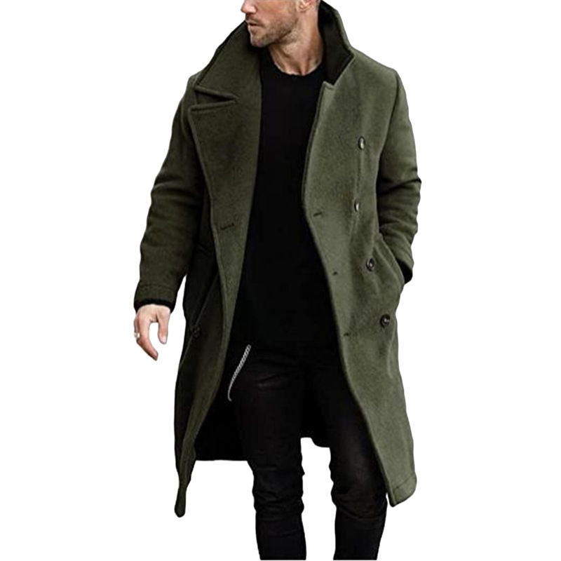 Thumbnail: 23 Autumn and Winter Woolen Men's Coat Long Multi-color Multi-code Woolen Windbr