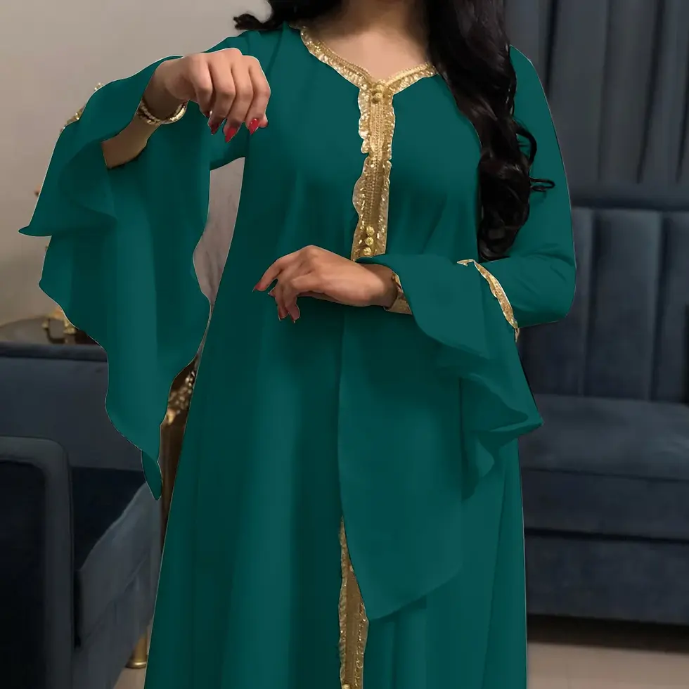 Thumbnail: Jalabiya Kaftan Arabic Dress For Women Dubai Turkey Abaya Embroidery Loose Djell