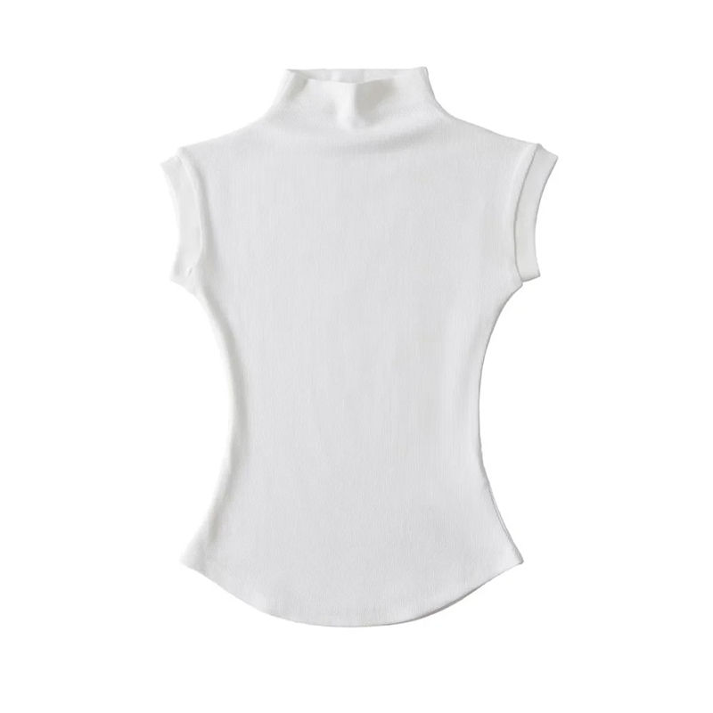 Thumbnail: Women Summer Sexy Turtleneck Sleeveless T-Shirts Tops Solid Slim Fit Pullovers C