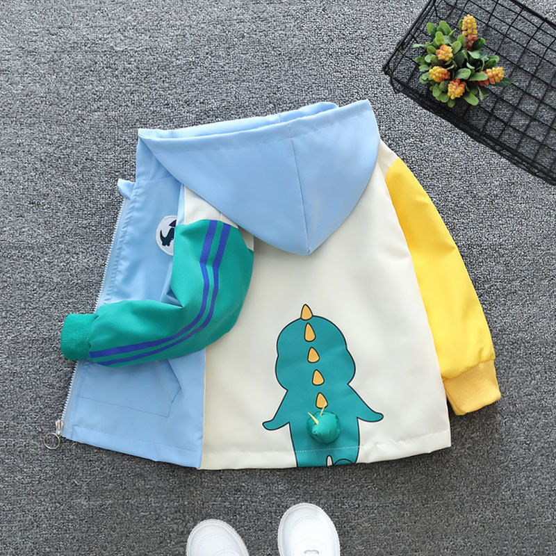 Thumbnail: 1-6 Years Spring Autumn Boys Coat Full Print Cartoon Dinosaur Handsome Hooded Ho