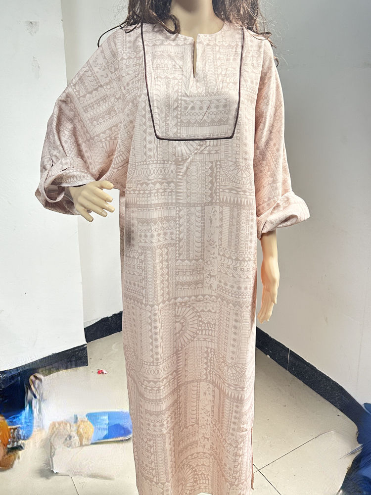 Thumbnail: 2024 Summer Fashion New Muslim Women's Loose Ethnic Style Dress Printed Square N