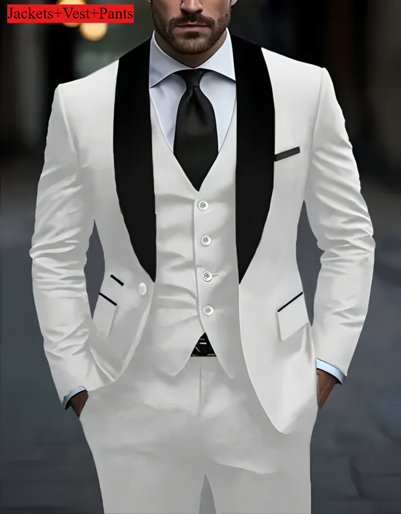 Thumbnail: Men's Formal Suit Set Business Casual Slim Fit Tuxedo for Wedding, Long Sleeve N