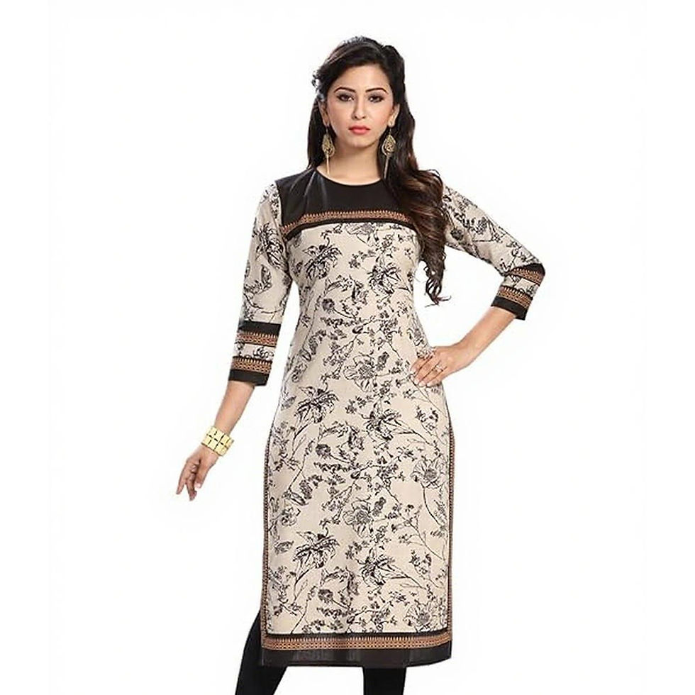 Thumbnail: Muslim Kurt Women's Fashionable And Comfortable Dress With Flowers Straight Tube