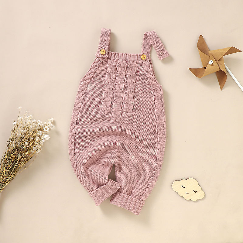 Thumbnail: Infant Boys Girls Sleeveless Rompers Clothes 0-18m Newborn Babies Solid Color Kn