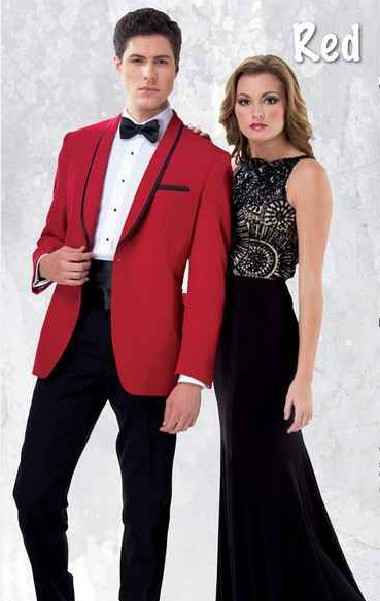 Thumbnail: Red Leather Groom Tuxedos Men's Evening Prom Dress Business Suits Party Clothing