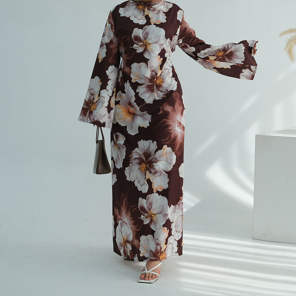 Thumbnail: Muslim Dress for Women Flower Print  Party Abaya Dresses Arab Long Robe Morocco 