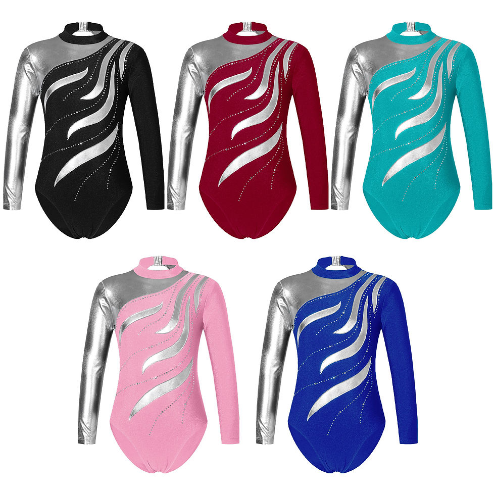 Thumbnail: Children Ballet Dance Leotard Gymnastics Jumpsuit for Girls Kids Long Sleeve Shi