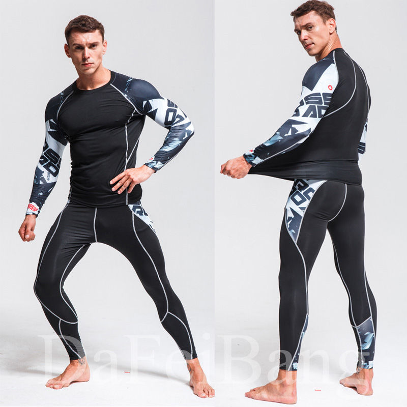 Thumbnail: Man Compression Sports Suit Quick Drying Perspiration Fitness Training MMA Kit R