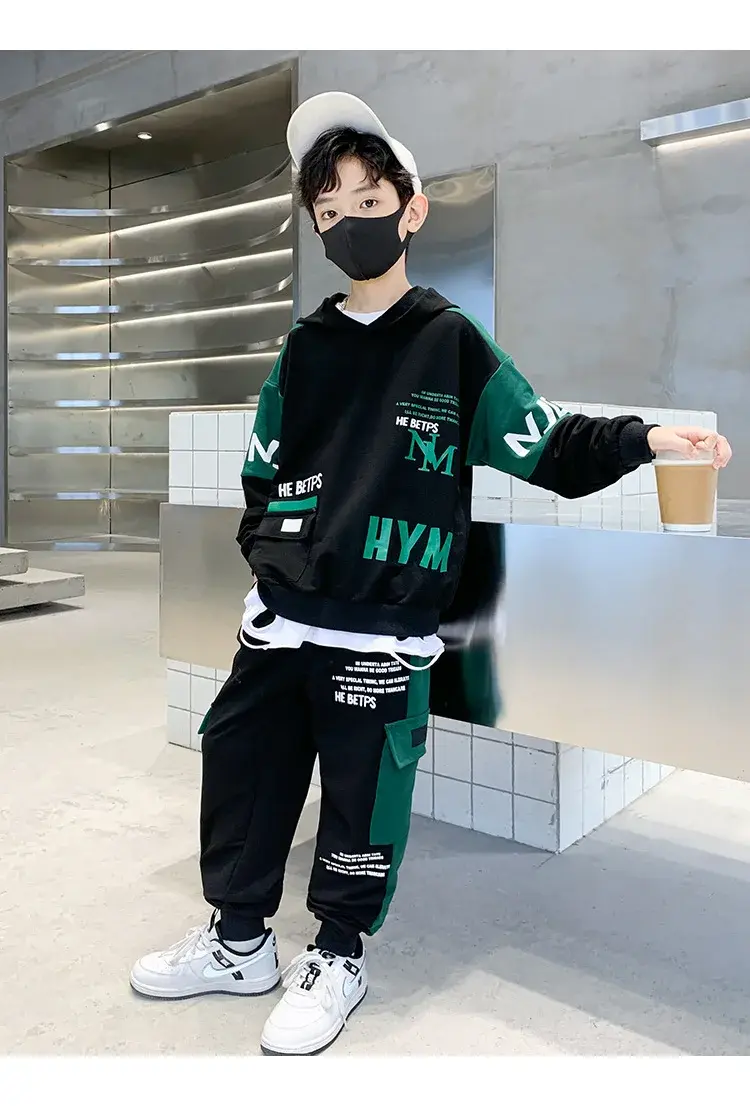 Thumbnail: New Spring Autumn Children Boy Clothes Teenager Tracksuit letters Hooded Top Shi