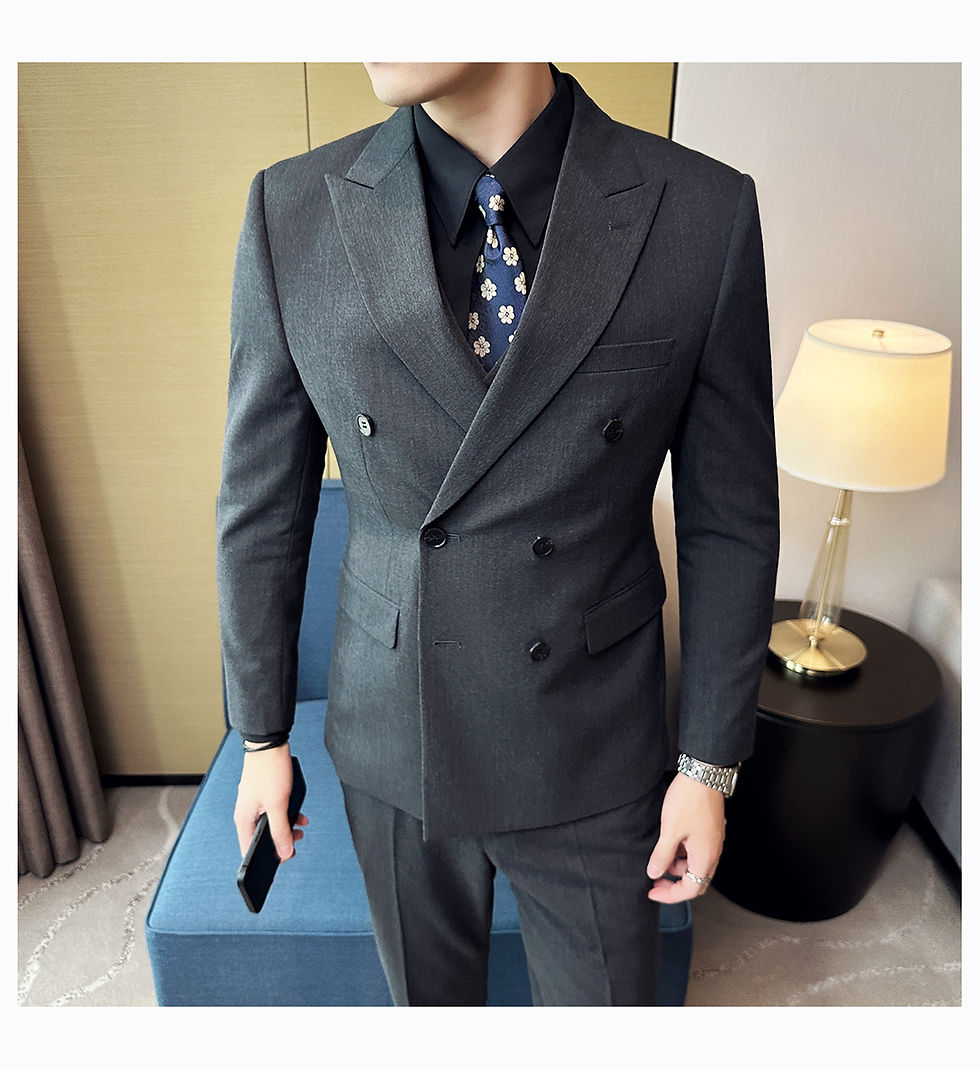 Thumbnail: M-6XL Blazer Vest Pants High -end Brand Gray Black Men's Casual Business Double 