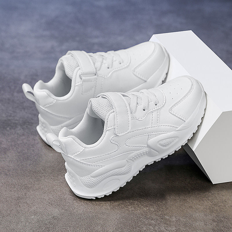 Thumbnail: White Children's Leather Casual Shoes For Boy Girls Outdoor Running Sneakers Bre