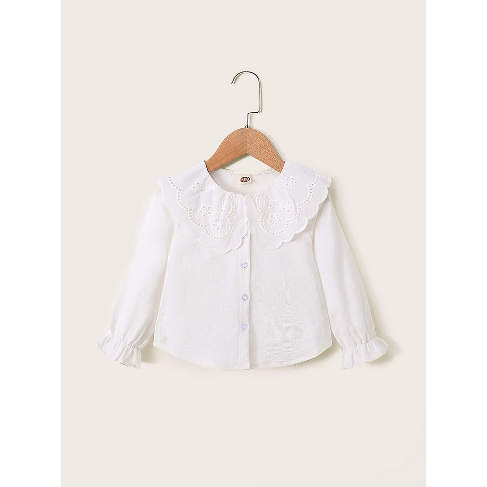 Thumbnail: 1-6 Years Kids Girls Long Sleeve Top Lace Doll Collar Autumn Korean Style White 