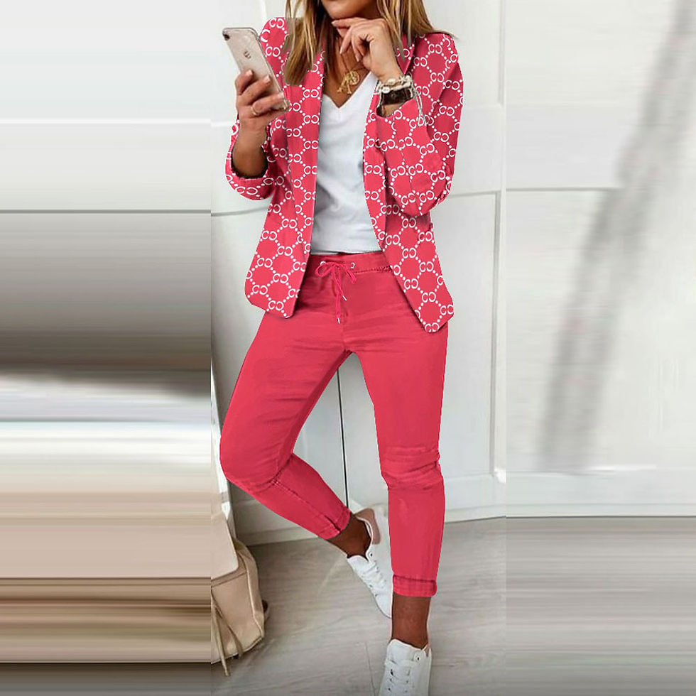 Thumbnail: Two Piece Sets Women Pant Set Print Full Sleeve Blazers Coats Open Stitch Slim F