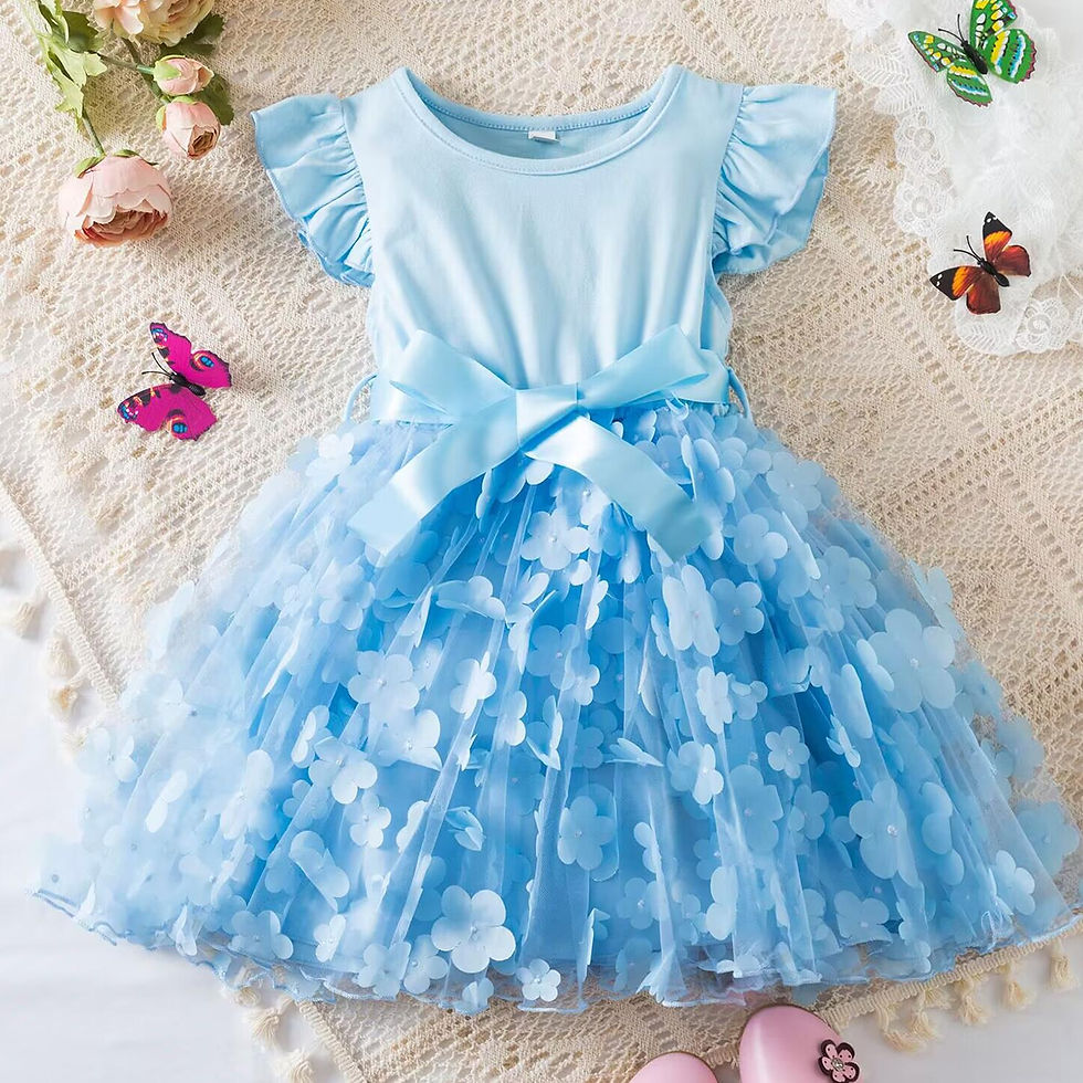 Thumbnail: Bluey Girls Summer Dress Cartoon Bow Tutu Dress 3D Butterfly Cute Cotton Party C