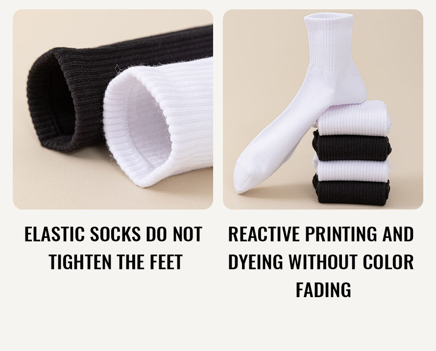 Thumbnail: MiiOW 100% Pure Cotton Socks Men Business Dress White Black Long Sock Deodorant 