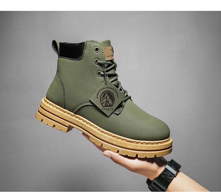 Thumbnail: High Top Boots Men's Leather Shoes Fashion Motorcycle Ankle Boots for Men Winter