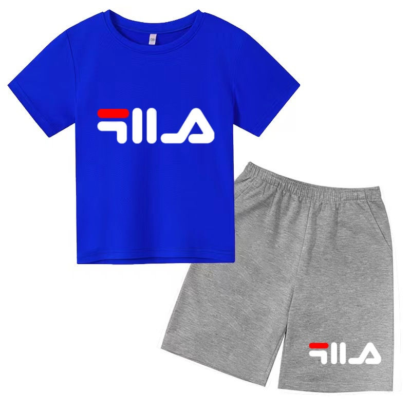 Thumbnail: Children Letter Clothing Short-sleeved T-shirt+Shorts Cool Charming Summer  Clot