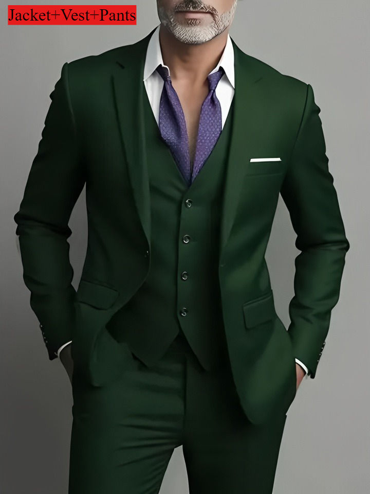 Thumbnail: Men's Business Casual Suit for Weddings, Genuine Blazer, Vest and Pants, Big & T