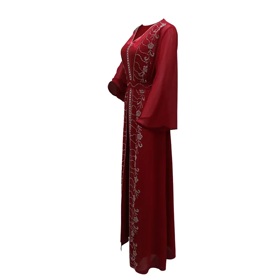 Thumbnail: Autumn Fashion Muslim Dresses for Women Muslim Long Sleeve V-neck Party Evening 