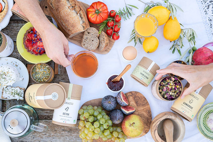 Produits ROMATIC qui soutiennent l'économie locale vus d'en haut