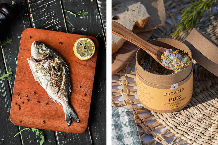 Poisson à la plancha et mélange Hélios de ROMATIC