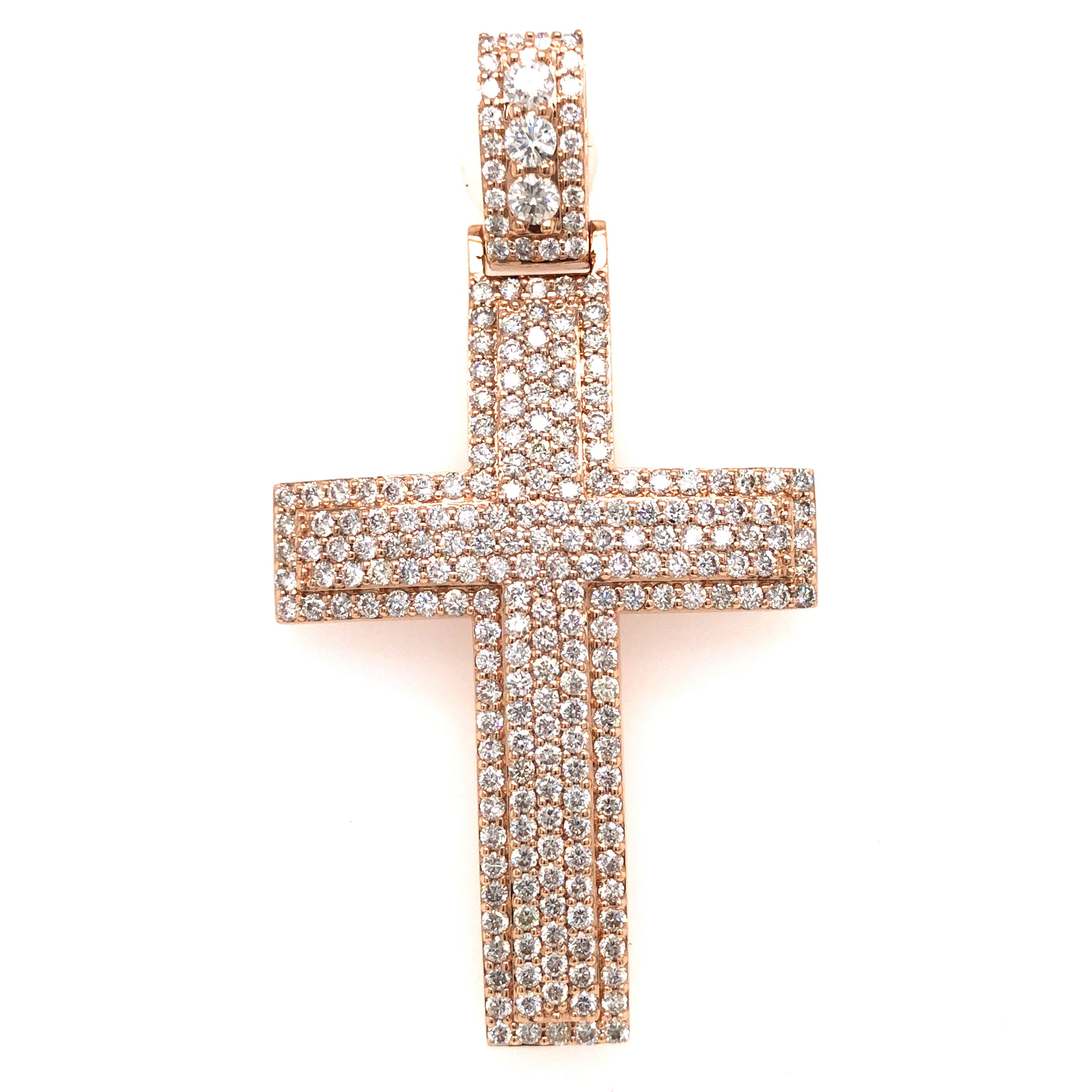 ROSE GOLD DIAMOND DOME CROSS PENDANT