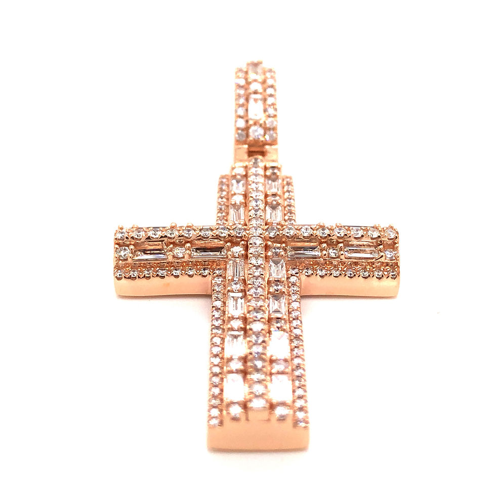 Thumbnail: ROSE GOLD BAGUETTE AND ROUND DIAMOND CROSS